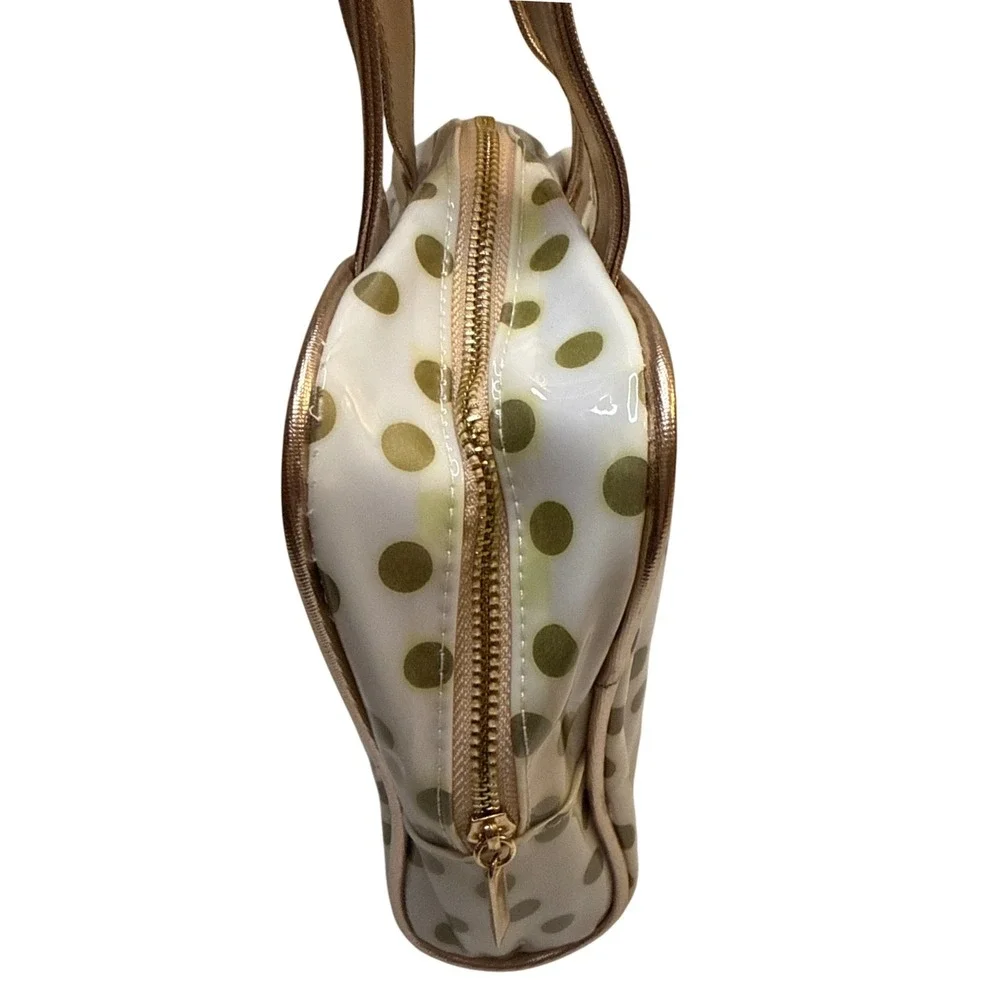 Clear Gold Polka‎ Dot Cosmetic Bag Tote Organizer Pouch Makeup Travel Toiletry